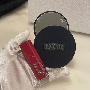 Dior red lipstick case and mirror